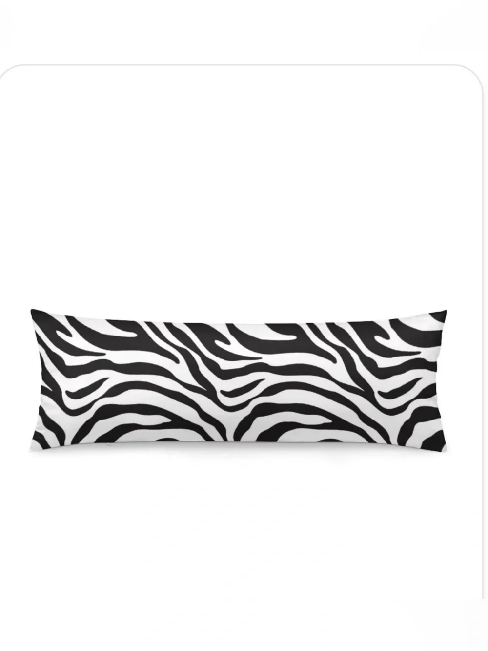Zebra Print Body Pillow Cover 54x20” BLACK WHITE